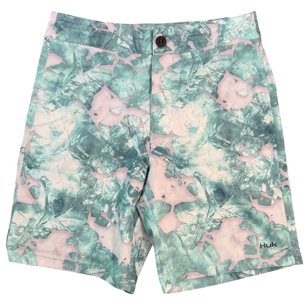 Huk Mossy Oak Pursuit Fracture Boardshort Swim Fish Below the Knee 8” Men's 30